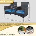 thumbnail image 2 of TOYTEXX Patio Loveseat Set, 2-Seat Outdoor Rattan Bench with Storage Compartment, Cushions Included, Weather-Resistant PE Rattan & Steel Frame, Blue, 2 of 6