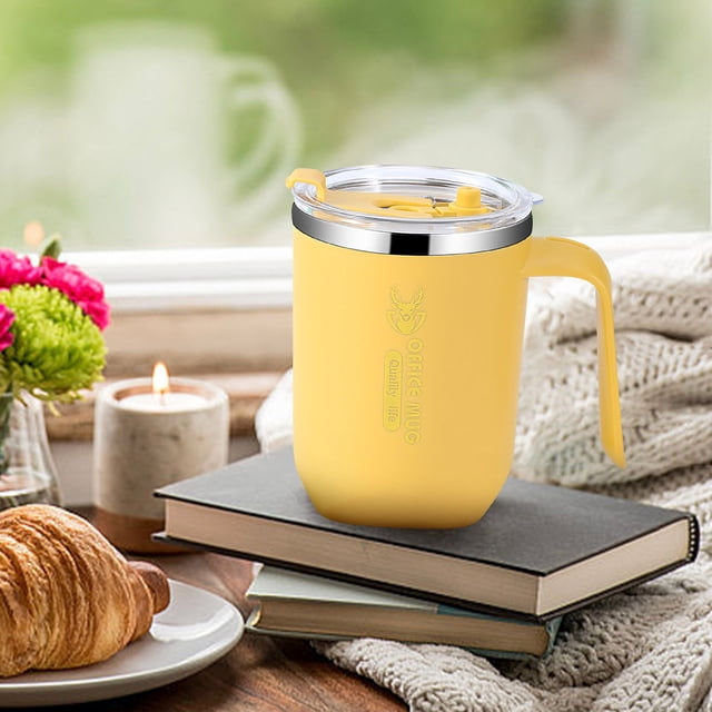 EGNMCR 304 Stainless Steel Double-layer Mug Home Office Water Cup With Handle Cup A cup