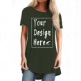 thumbnail image 4 of JIRNDf Chemises pour Femmes Hauts Mode Été Tendance Grande Taille Col Rond Manches Courtes Longues Tuniques Décontractées Blouse Vert Armée L, 4 of 9