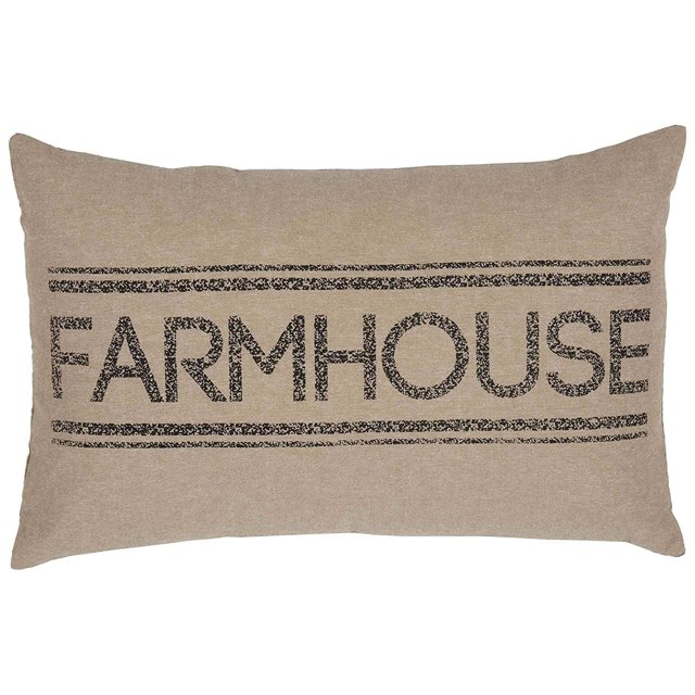 VHC Brands Sawyer Mill 14x22" Rectangular Pillow, Farmhouse, Charcoal