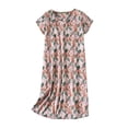 thumbnail image 4 of Pyjama en Coton pour Femmes, Nuisette Grande Taille Vêtements Tricotés Doux à Manches Courtes Col Rond, Rouge P-TG,, 4 of 4