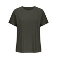 thumbnail image 4 of Timegard Hauts pour Femmes Été Côtelé Col Rond Manches Courtes T-Shirt Basique Décontracté Ample Chemises Hauts blouse, 4 of 7