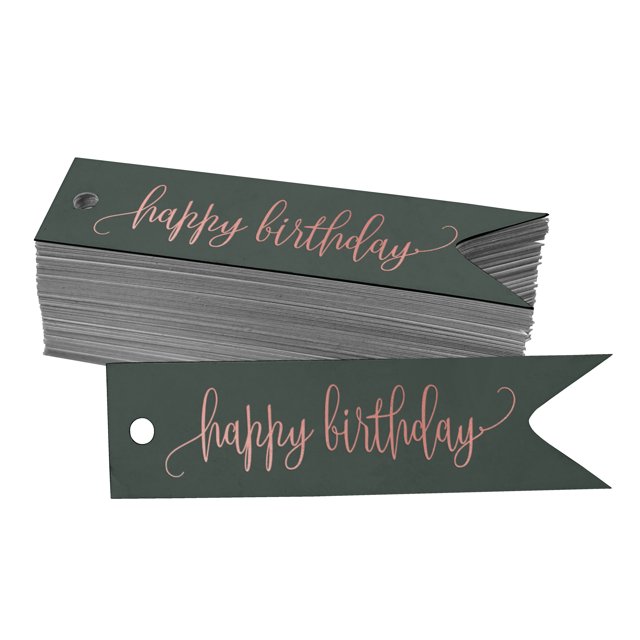 Inkdotpot Pack Of 50 Happy Birthday Favor Paper Tags Craft Real Rose Gold Foil Hang Tags