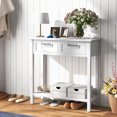 thumbnail image 2 of Gymax Narrow Console Table with Drawers Retro Accent Sofa Table w/ Open Storage White, 2 of 10