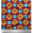 thumbnail image 1 of Soimoi Satin Silk Fabric Check & Mandala Decorative Print Sewing Fabric Yard 42 Inch Wide, 1 of 3