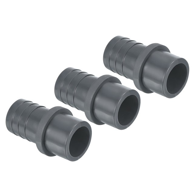 Unique Bargains UPVC Reducer Pipe Fitting 32mm OD 30mm Barbed, 3 Pack Straight Coupling Adapter Connector, Grey