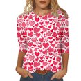 thumbnail image 1 of Penkiiy Chemises de la Saint-Valentin pour Femmes Manches 3/4 Col Rond Blouses Décontractées Imprimé Mignon Tuniques Tops 2025 L Multicolore, 1 of 5