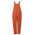thumbnail image 4 of Qertyioot Combinaison pour Femmes Grande Taille, Salopette Décontractée Ample en Coton et Lin, 4 of 8