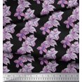 thumbnail image 2 of Soimoi Black polyester Crepe Fabric Purple Floral Print Sewing Fabric BTY 52 Inch Wide, 2 of 3