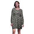 thumbnail image 1 of Bimba Robe Midi à Manches Longues Boutonnée à Imprimé Floral de Feuilles Grises et de Canard Colvert pour Femmes Vêtements-Grand, 1 of 1