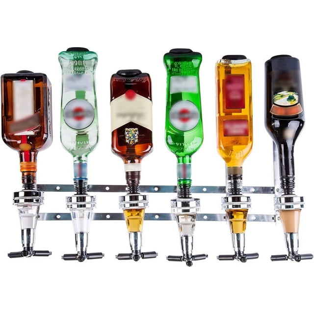 6 Bottle Wall Mounted Liquor Dispenser Bar Station