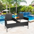 thumbnail image 2 of Gymax Cushioned Patio Rattan Seat Loveseat Sofa Table Chairs, 2 of 10