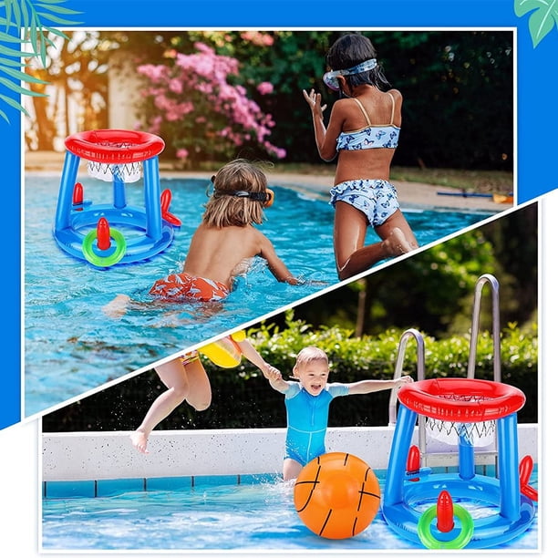 Panier de Basketball Flottant Gonflable avec Balle et Anneau, Jouets de Lancer pour Piscine, Jouets Interactifs pour Piscine_Perfect Gift