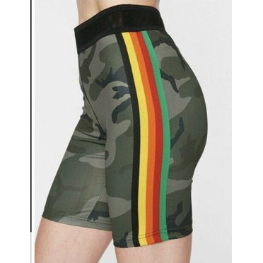 Pam & Gela Excel Rainbow Biker Shorts In Clay Camo Size S