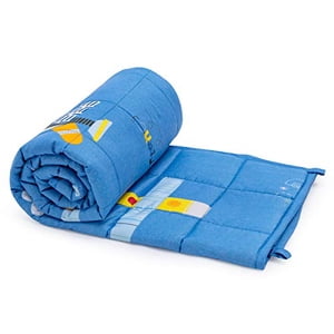 Sivio Couverture pondérale pour enfants, 3lbs, 36 x 48 pouces, 100% Cotton naturel Couverture lourde pour les enfants et les adolescents, Dinosaure Bleu