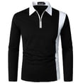 thumbnail image 3 of yievot Chemise à Col à Revers pour Homme à Manches Longues, Couture Bicolore, Mode, Fermeture Éclair, Manches Longues, Polo à Col Rabattu, 3 of 5