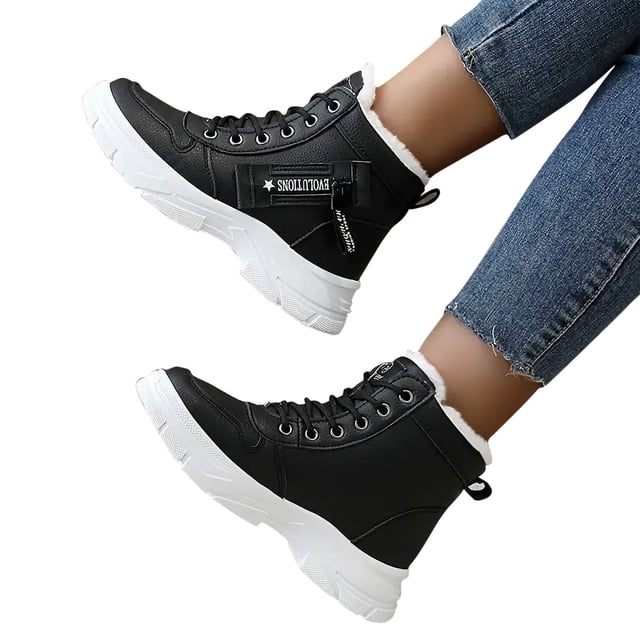 LSLJS Womens Snow Boots Versatile Warm High-top Snow Boots Cotton Shoes Velvet Work Boots