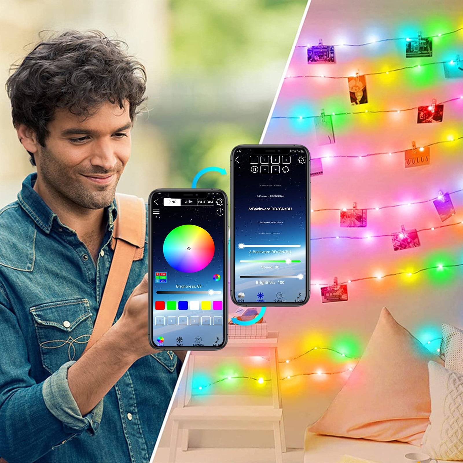 Christmas Decorations Outside Smart LED Strip Lights, Smart Leather Line Bar, 15 Million Colors With App Control And Music Sync LED Lights For Bedroom, Kitchen, TV, Party