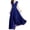 Blue, variant on TIMIFIS Chiffon Formal Dresses Women's V-Neck Color Short Sleeve Chiffon Waist Closing Evening Dress - Spring