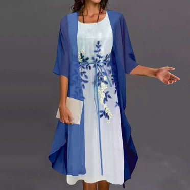 FcBaudy Sleeveless Round-Neck Dress,Summer Dresses for Women,Womens Dresses Fashion Women Casual V-Neck Sleeveless Dress Solid Long Sleeve Coat Two-Piece Set Ladies bouncing skirts on all sides