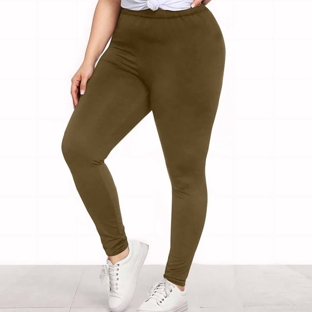 TIMIFIS High Waisted Leggings for Women Plus Size Yoga Pants Tummys Control Solid Color Workout Running Cycling Yoga Pants - Spring/Summer