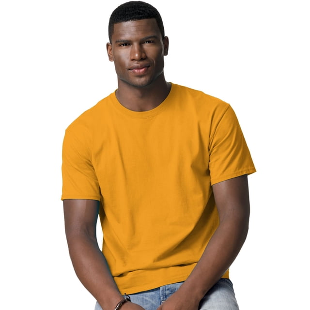 Hanes TAGLESS Men`s T-Shirt - Best-Seller, L, Gold