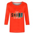 thumbnail image 5 of Chemises pour Femmes Habillées Décontractées, Chemises à Manches 3/4 pour Femmes, Tuniques à Manches Courtes Grande Taille pour Femmes, T-shirt à Manches 3/4 à Col Rond Imprimé Lettres Mode Décontractée pour Femmes, 5 of 5