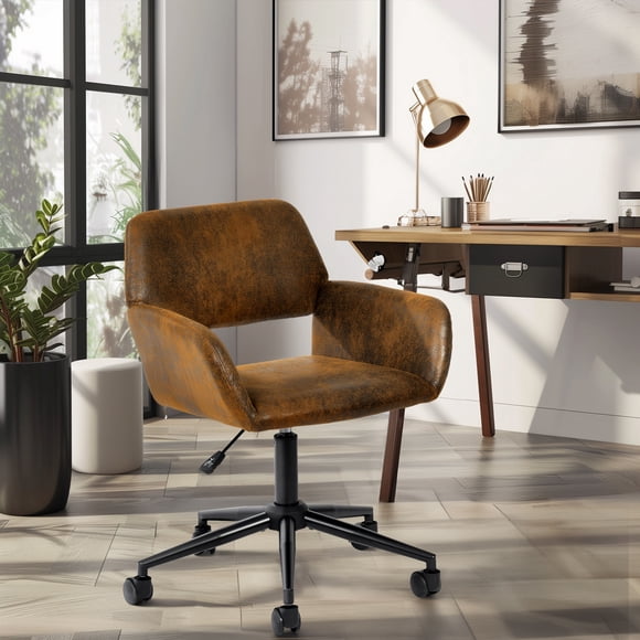 Chaises de bureau ergonomiques Homy Casa pour salle de réunion et bureau à domicile, similicuir brun