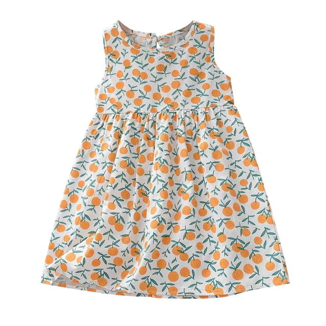 Kcodviy Robe d'Été pour Filles Robe Décontractée pour Filles Robe Vintage pour Filles Robes de Princesse Sans Manches à Fleurs Chandail de Noël pour Grandes Filles Imprimé Robe de Plage pour Enfants