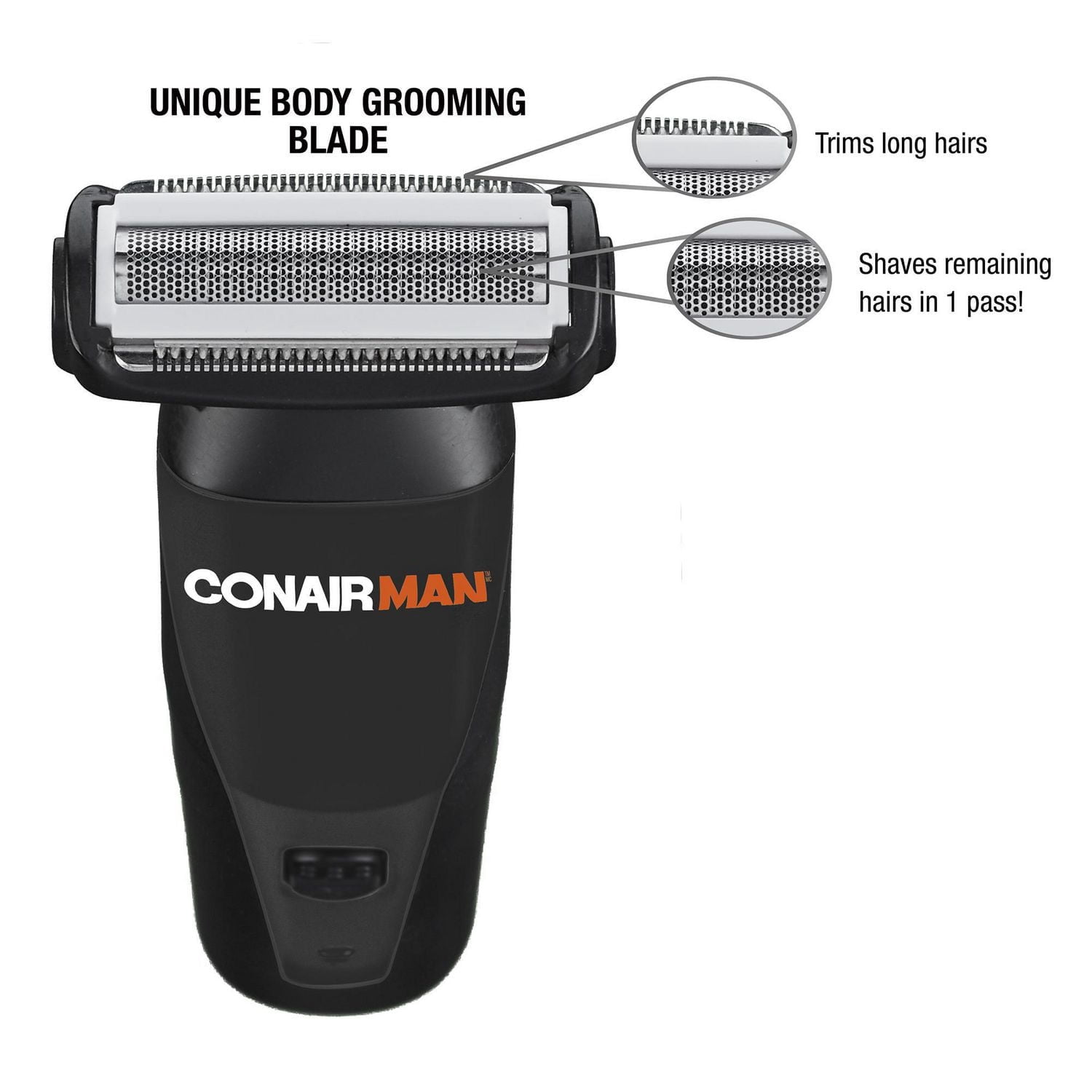 Conair Man Under the Belt Groin & Body Groomer, Waterproof Lithium‑Ion Trimmer & Shaver with Facial & Nose/Ear Attachments