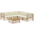 thumbnail image 1 of vidaXL 6 Piece Garden Lounge Set with Cream White Cushions Bamboo, 1 of 5