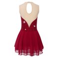 thumbnail image 2 of Yartina Robe de Patinage Artistique pour Filles Sans Manches avec Strass Brillants Costume de Danse Ballet Rouge 6, 2 of 7