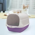 thumbnail image 2 of Cat Litter Box with Lid Handle Hooded Cat Portable Anti Splashing Easy Tidy Handle violet, 2 of 9