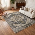 thumbnail image 1 of Exenoray Washable Bohemian Area Rug, Non-Slip Low Pile Printed Rug, Polyester Surface, Vintage Blue, 4' x 6', 1 of 7