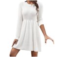 thumbnail image 2 of Gspmoly Robes pour Femmes, Robe Chandail à Manches Longues et Col Rond Unie pour Femmes, Robe Chandail Longueur Genou, Robes de Vacances pour Femmes Offres du Jour, 2 of 9
