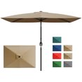 thumbnail image 1 of Garvee 10' x 6.5' Rectangular Patio Umbrella with Crank & Push Button Tilt,6 Sturdy Ribs, Brown, 1 of 7
