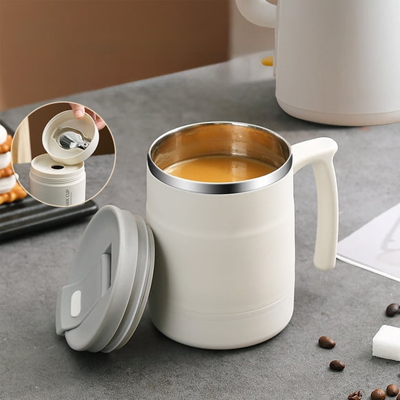 Stainless Steel Mug Portable Coffee Cup Household Red Breakfast Cup with Spoon Lid Office Water Cup