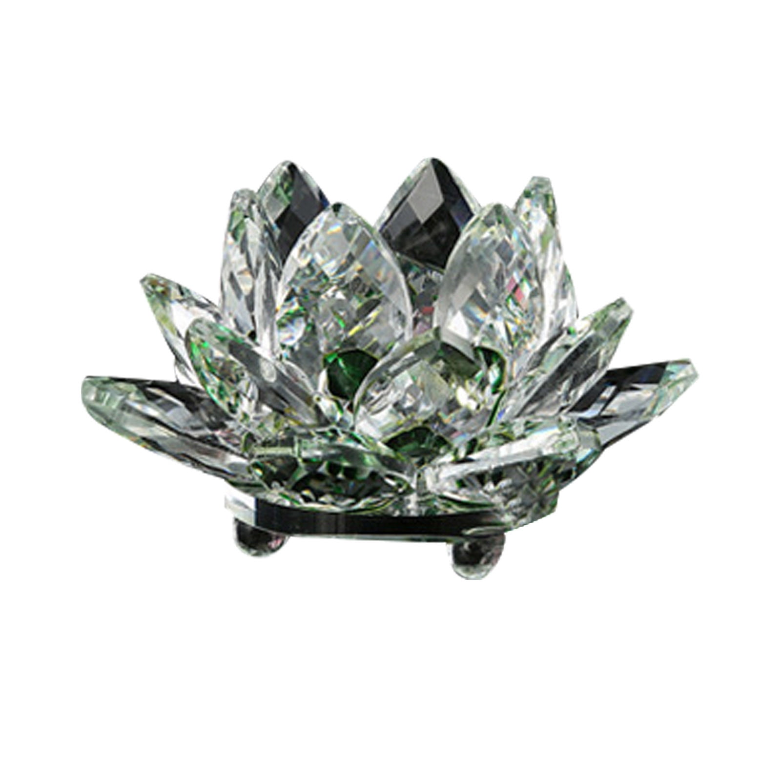 Birdeem Colored Crystal Glass Lotus Candle Tea Lamp Holder Buddhist Candle