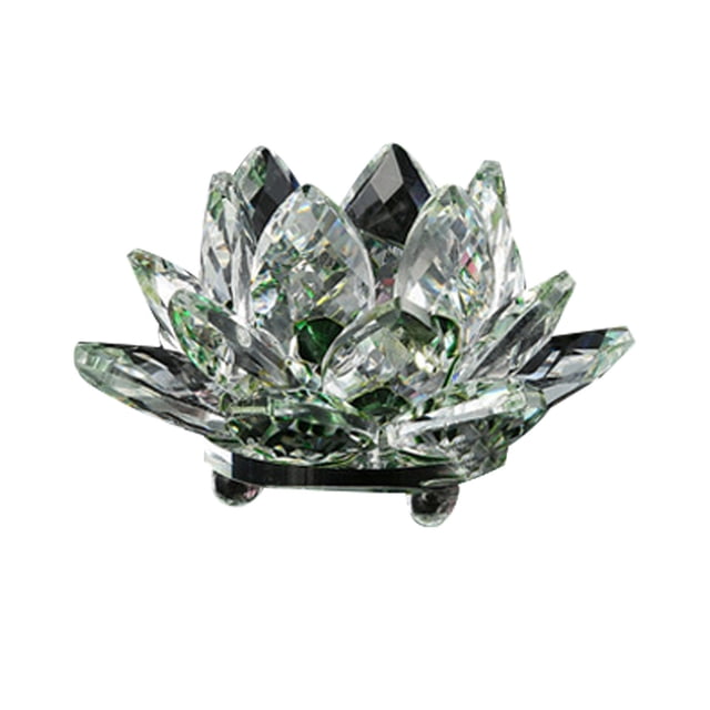 Birdeem Colored Crystal Glass Lotus Candle Tea Lamp Holder Buddhist Candle