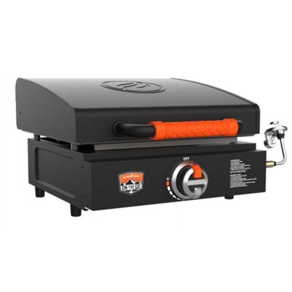 Blackstone Griddle 1900 à Utiliser avec Brûleur en Forme de H; Espace de Cuisson de 17 Pouces; Rectangulaire; de Table; Système de Gestion de Graisse Arrière; Allumage Piézo; avec Capot