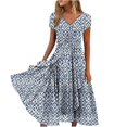 thumbnail image 1 of QJUHUNG Formel pour Femmes Soirée Robe Midi Été Col en V Manches Courtes T-Shirt Soirée Invitée de Mariage Style Asymétrique B-8 Cocktail Gris_i L, 1 of 5