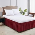 thumbnail image 2 of 18" inch Drop Bed Skirt | Alberta King Size Wrap Around Style Bedskirt | Microfiber Made | Burgundy, 2 of 6