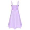 thumbnail image 2 of MSemis Kids Girls Elegant Flower Girl Dress Sleeveless Ruched Bodice Cascading Ruffle Wedding Party Dress Lavender 14, 2 of 7