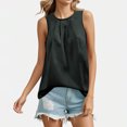 thumbnail image 2 of Timegard Tank Tops for Women Ruched Crewneck Sleeveless Back Button Summer Casual Lightweight Tee Top, 2 of 3