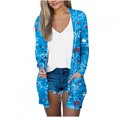 thumbnail image 1 of Pompotops Chemisier Décontracté à Manches Longues Imprimé pour Femmes avec Poche Cardigan Liquidation, 1 of 5