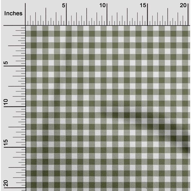 oneOone Polyester Lycra Fabric Gingham Check Decor Fabric Printed BTY 56 Inch Wide