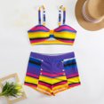 thumbnail image 3 of Women Plus Size Tankini, Tummy Control Swimsuits Two Piece with V Neck and Removable Pads, Soft Stretchy Fabric Swimwear for Beach, Pool, Summer Vacation, 3 of 5
