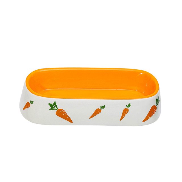 fastboy Non Slip Rabbit Feeder Bowl Feeding Basin for Hedgehog Gerbils Puppy Kitten 19cmx8.3cmx4.2cm