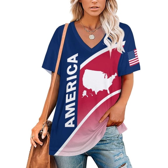 Chandail de Soccer pour Femmes USA 2026 pour Fans de Soccer avec Drapeau de la Nation, Chandail Aussi Personnalisé
