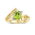 thumbnail image 1 of RYLOS Rings for Women 14K Yellow Gold Greek Key Designer Ring 9X7MM Gemstone & Diamond Ring August Peridot Jewelry  Size 9, 1 of 7